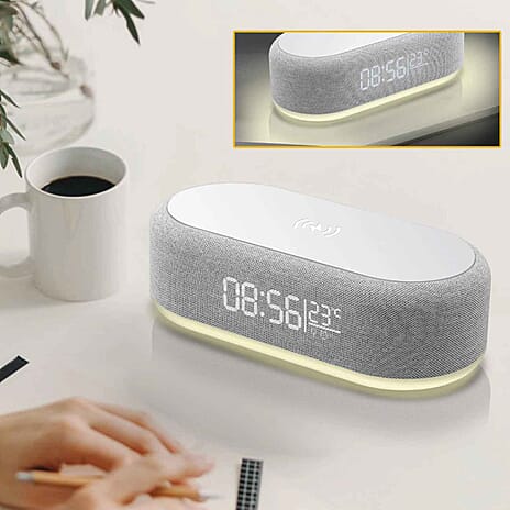 Bluetooth Speaker Digital Clock with Wireless Charger - Temprature Display