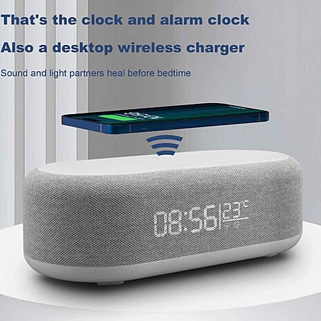 Bluetooth Speaker Digital Clock with Wireless Charger - Temprature Display
