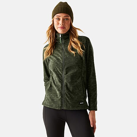 Regatta Womens Marl Knit Full-Zip Fleece (Size 12) - Dark Khaki