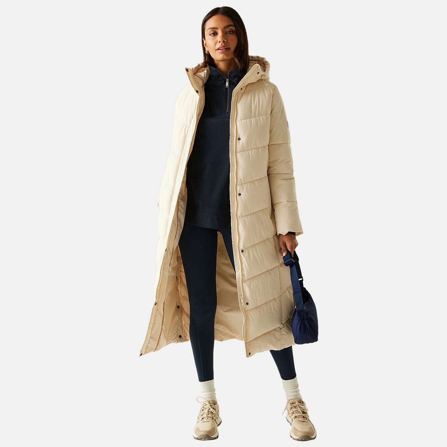 Regatta Womens Longline Quilted Insulated With Hood and Seam Snaps