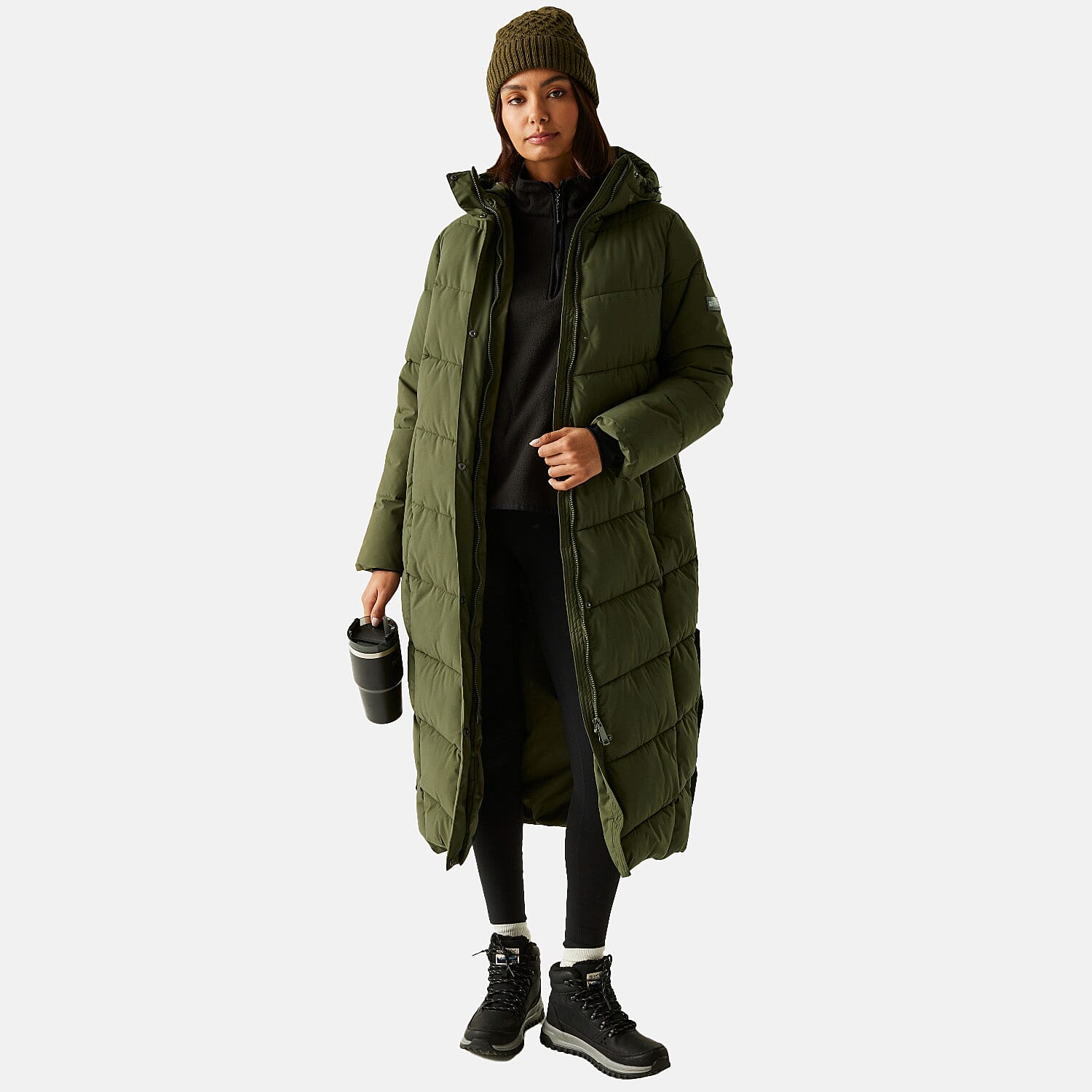Regatta Womens Longline Quilted Insulated With Hood and Seam Snaps