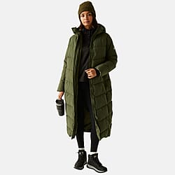 Regatta Womens Longline Quilted Insulated With Hood and Seam Snaps