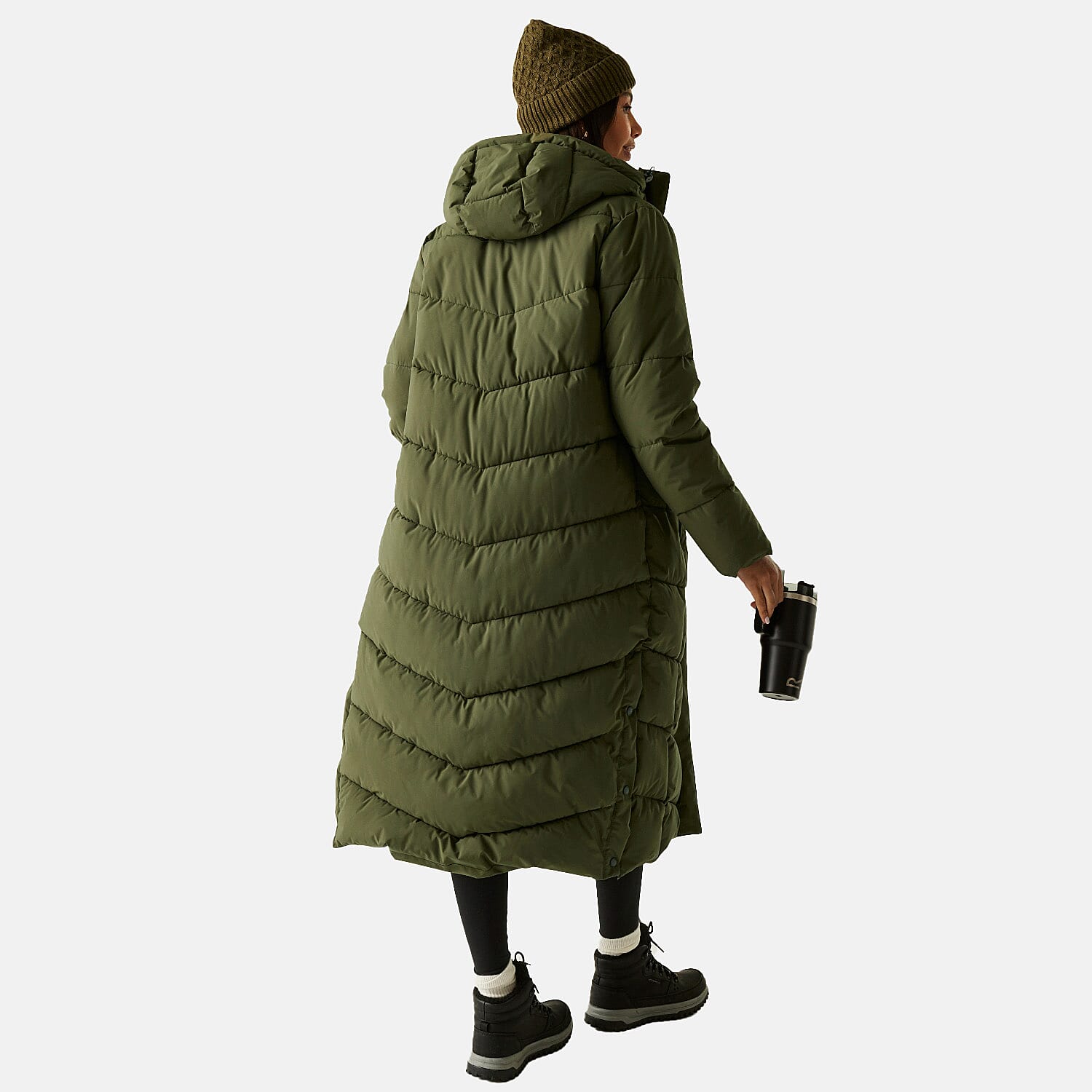 Regatta Womens Longline Quilted Insulated With Hood and Seam Snaps