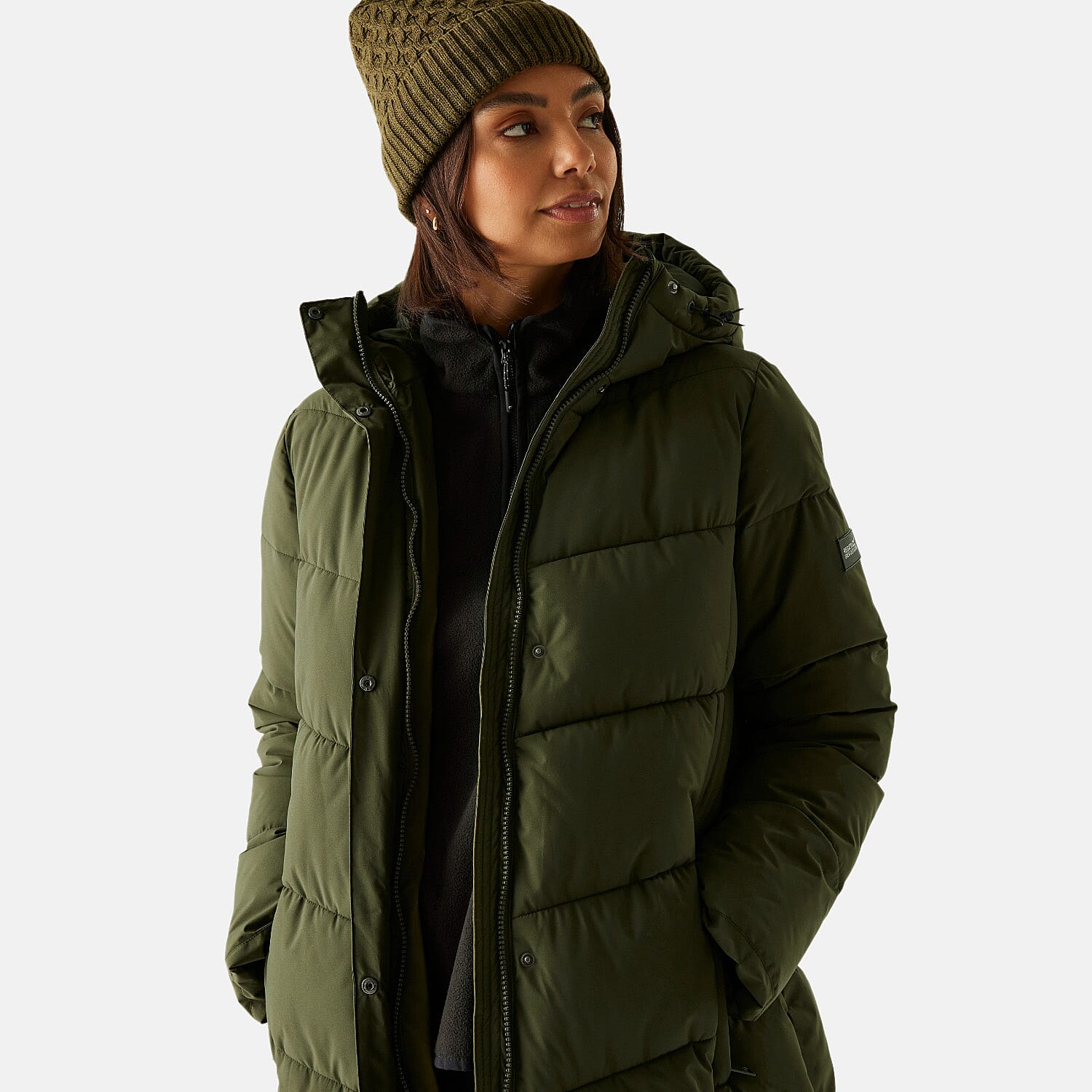 Regatta Womens Longline Quilted Insulated With Hood and Seam Snaps