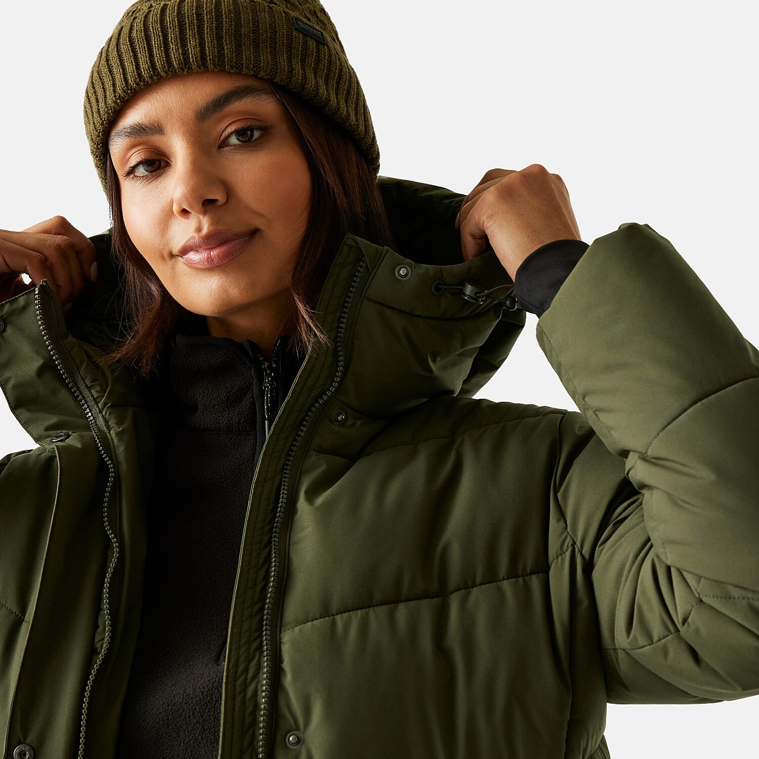 Regatta Womens Longline Quilted Insulated With Hood and Seam Snaps