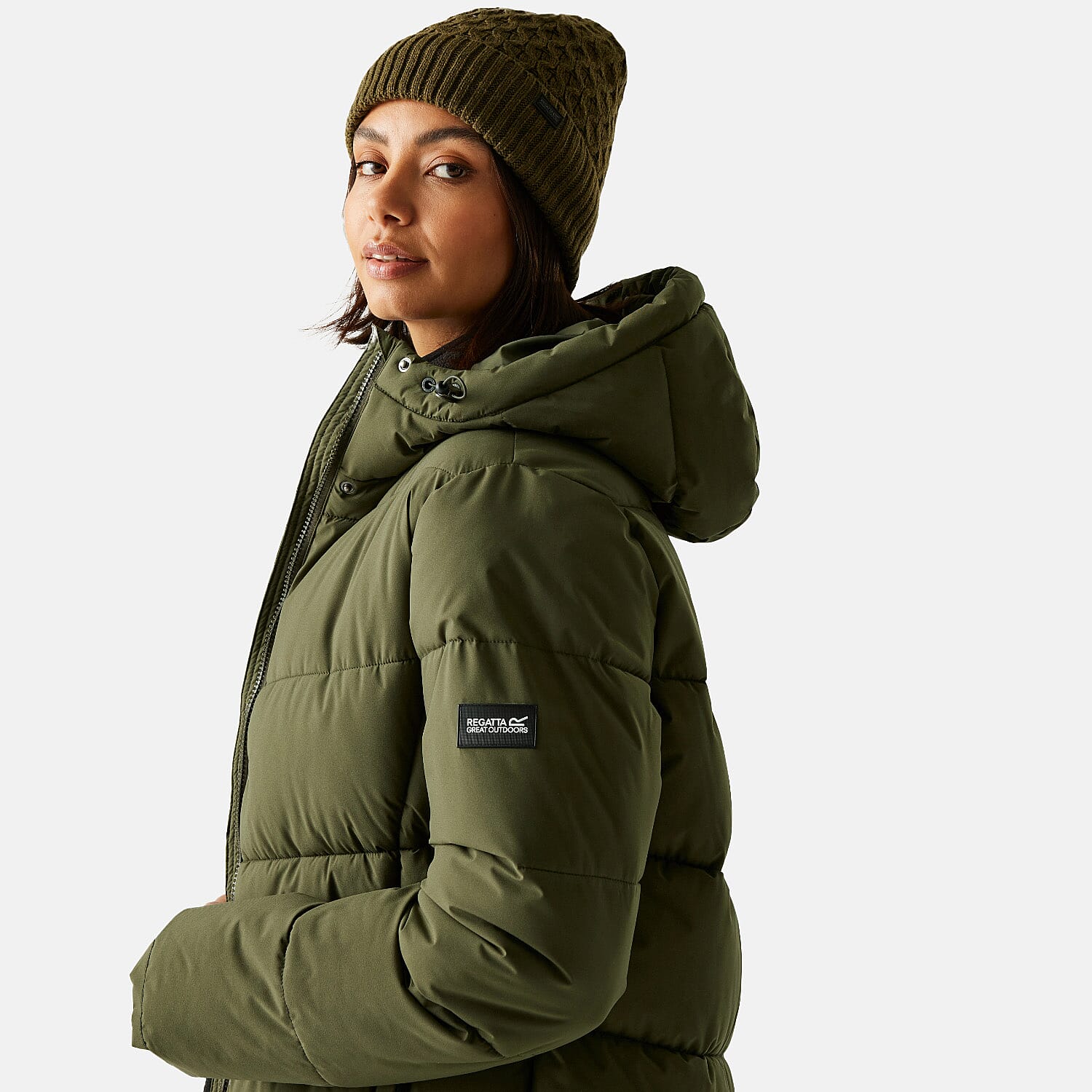 Regatta Womens Longline Quilted Insulated With Hood and Seam Snaps