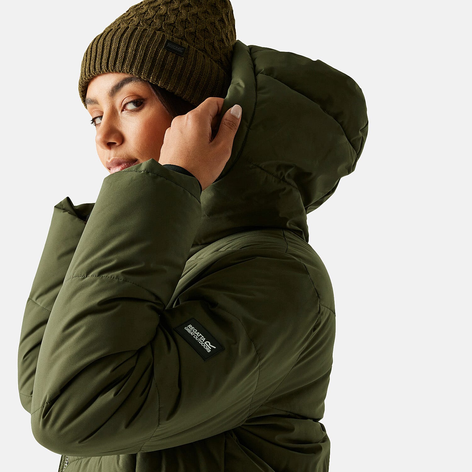 Regatta Womens Longline Quilted Insulated With Hood and Seam Snaps