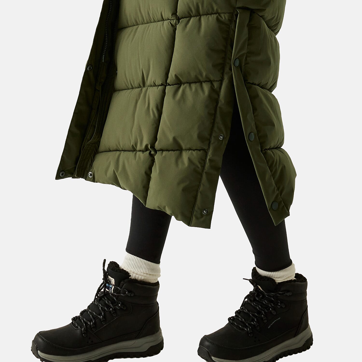 Regatta Womens Longline Quilted Insulated With Hood and Seam Snaps