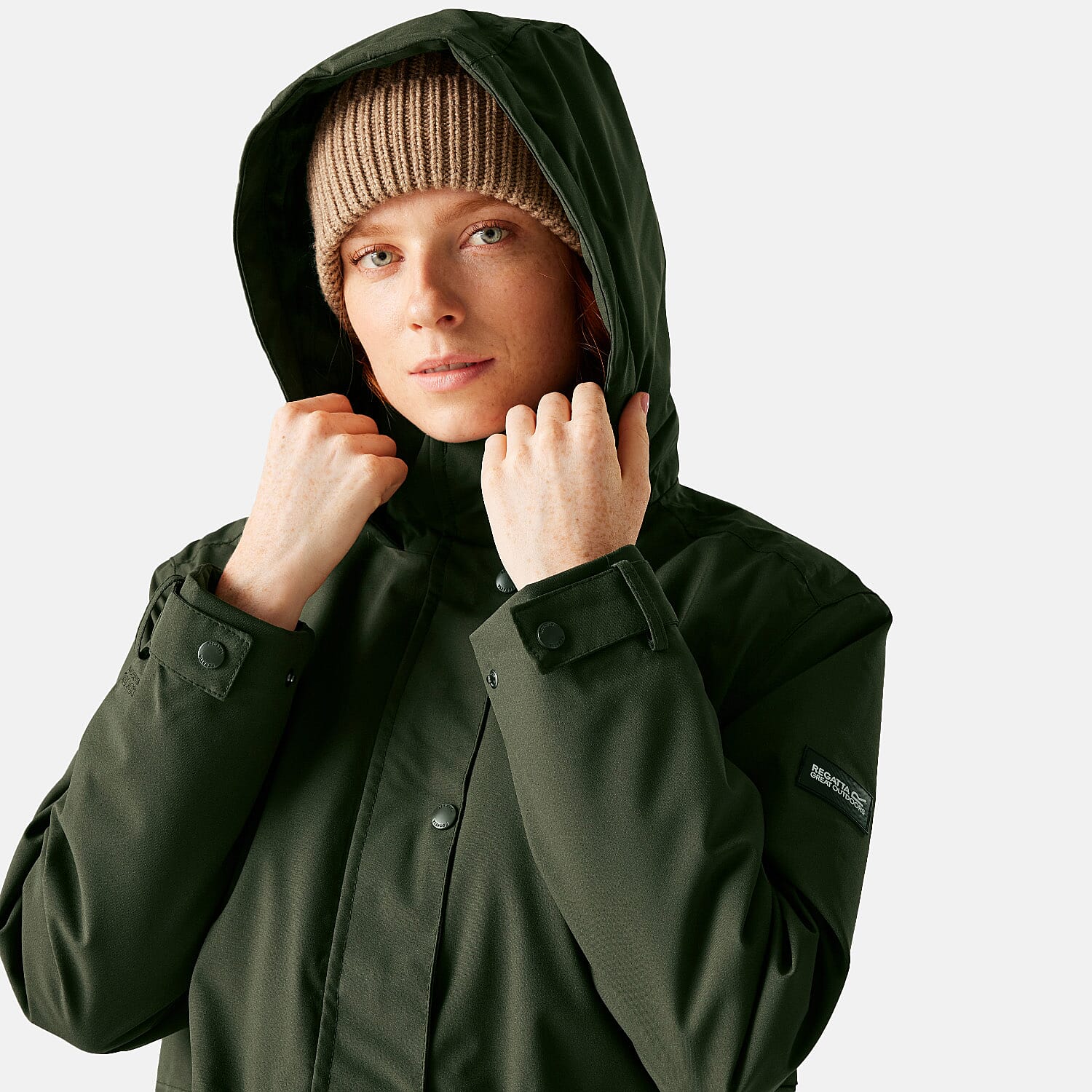 Regatta Womens Long-Length Waterproof Insulated Jacket With Adjustable Shockcord Patch Pockets and Fleece Lined Hood