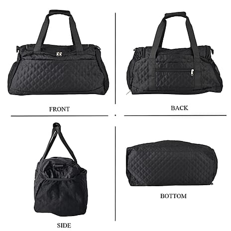 Designer Inspired-  3 Pcs Quilted Travel Bag Set - Black