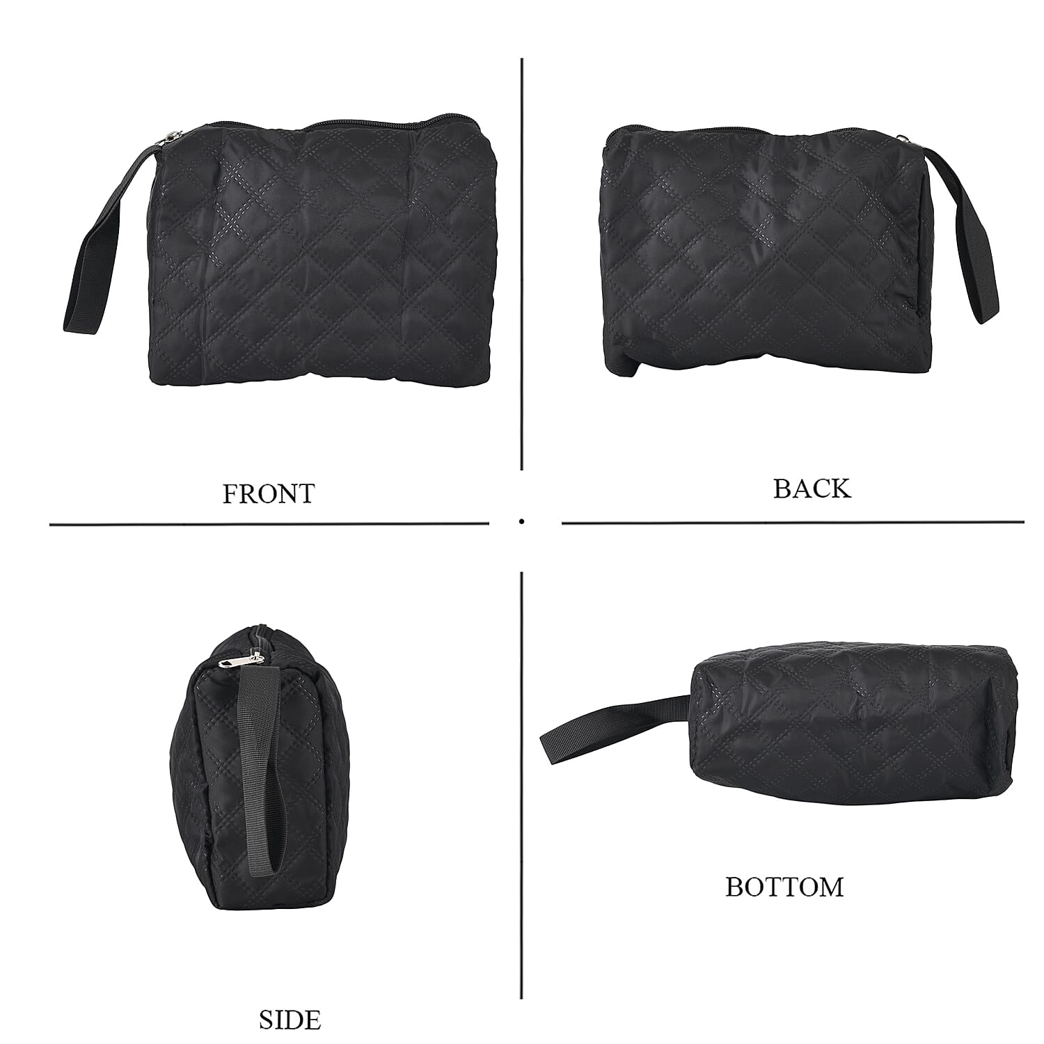 3-Piece Quilted Travel Bag Set - Black