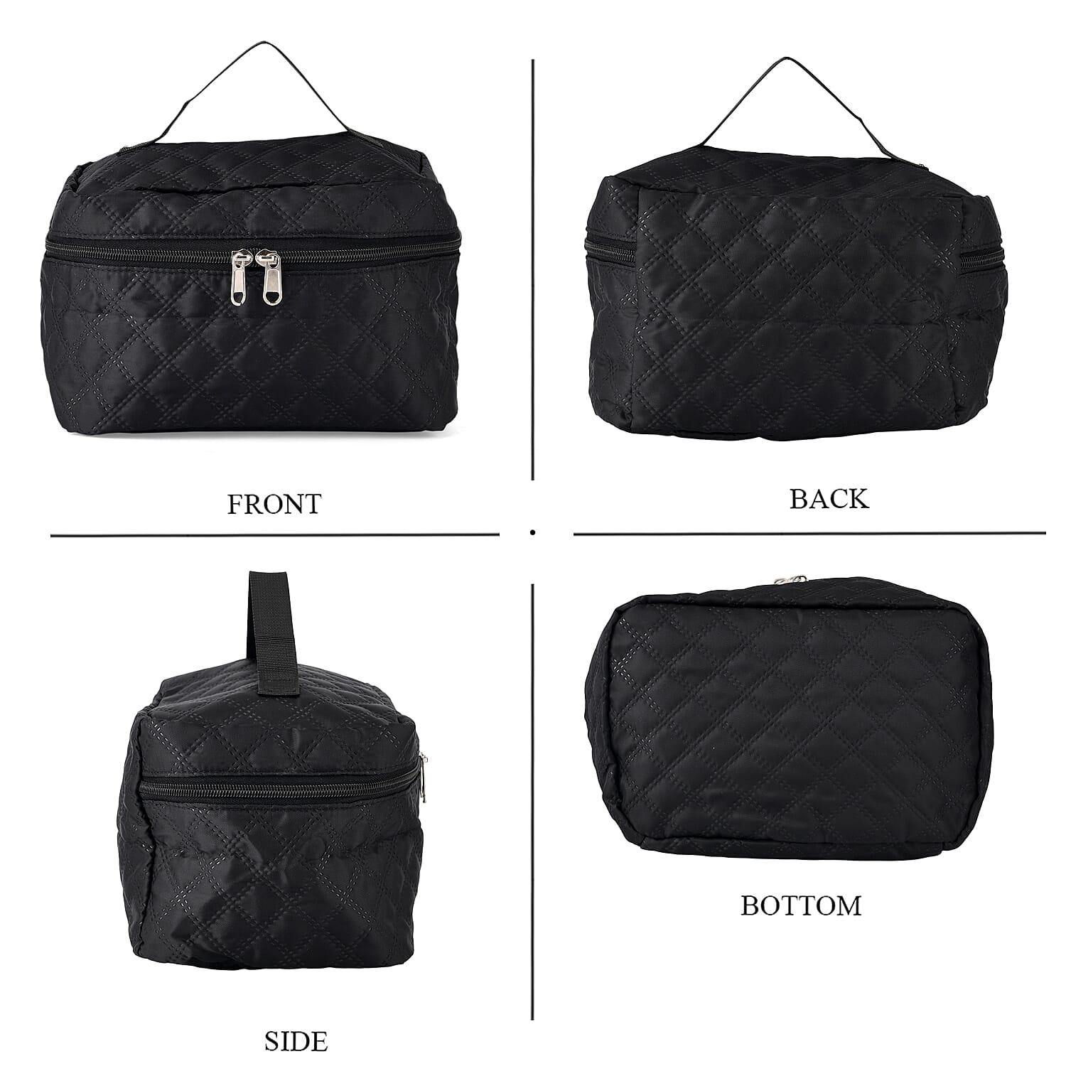 3-Piece Quilted Travel Bag Set - Black