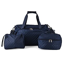 3-Piece Quilted Travel Bag Set - Pink