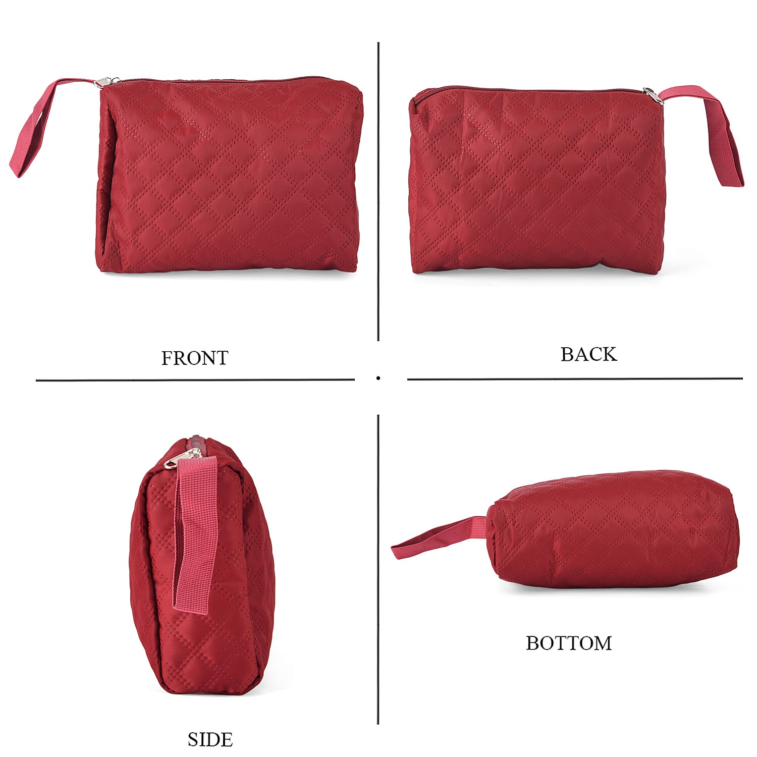3-Piece Quilted Travel Bag Set - Burgundy