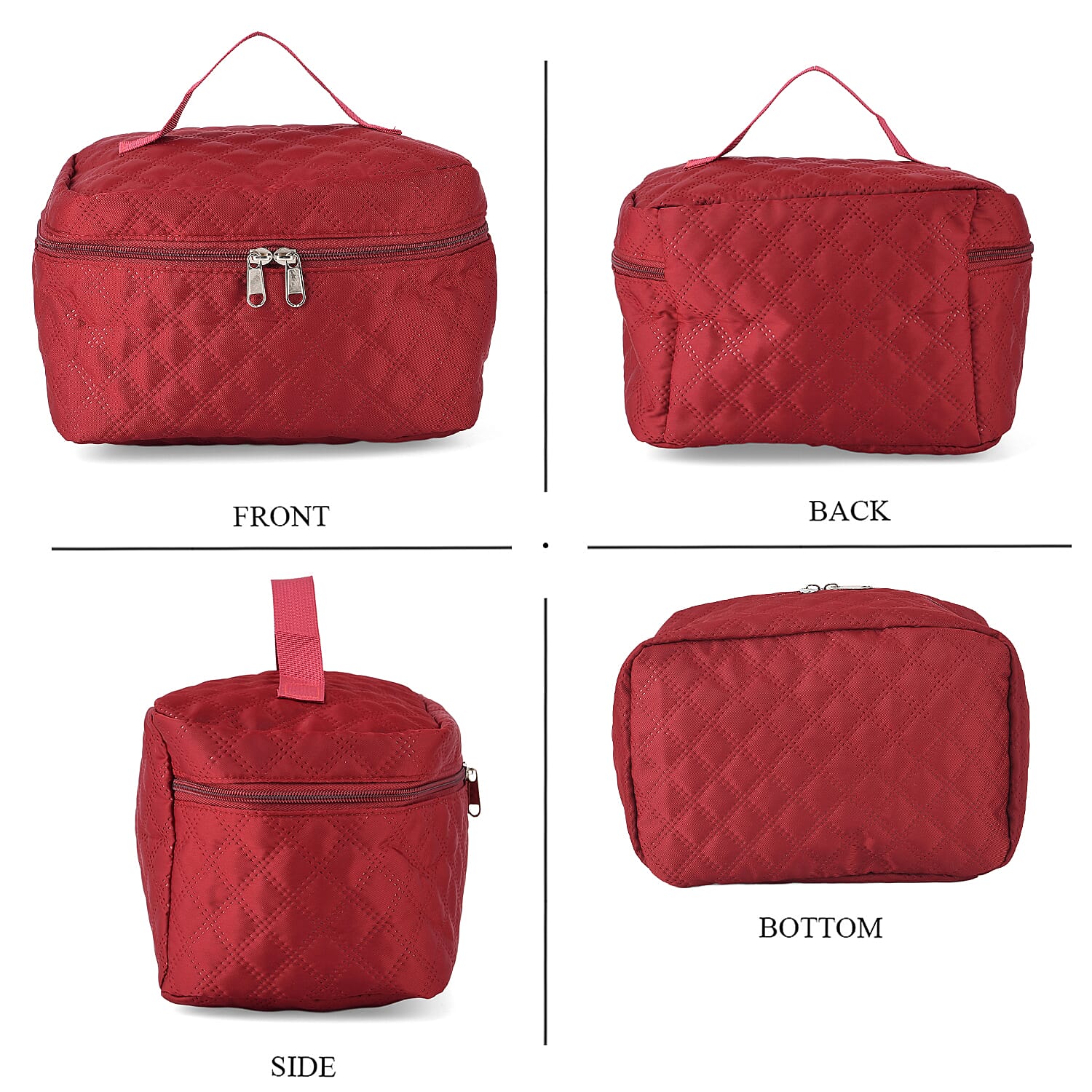 3-Piece Quilted Travel Bag Set - Burgundy