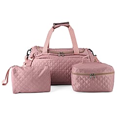 3-Piece Quilted Travel Bag Set - Pink