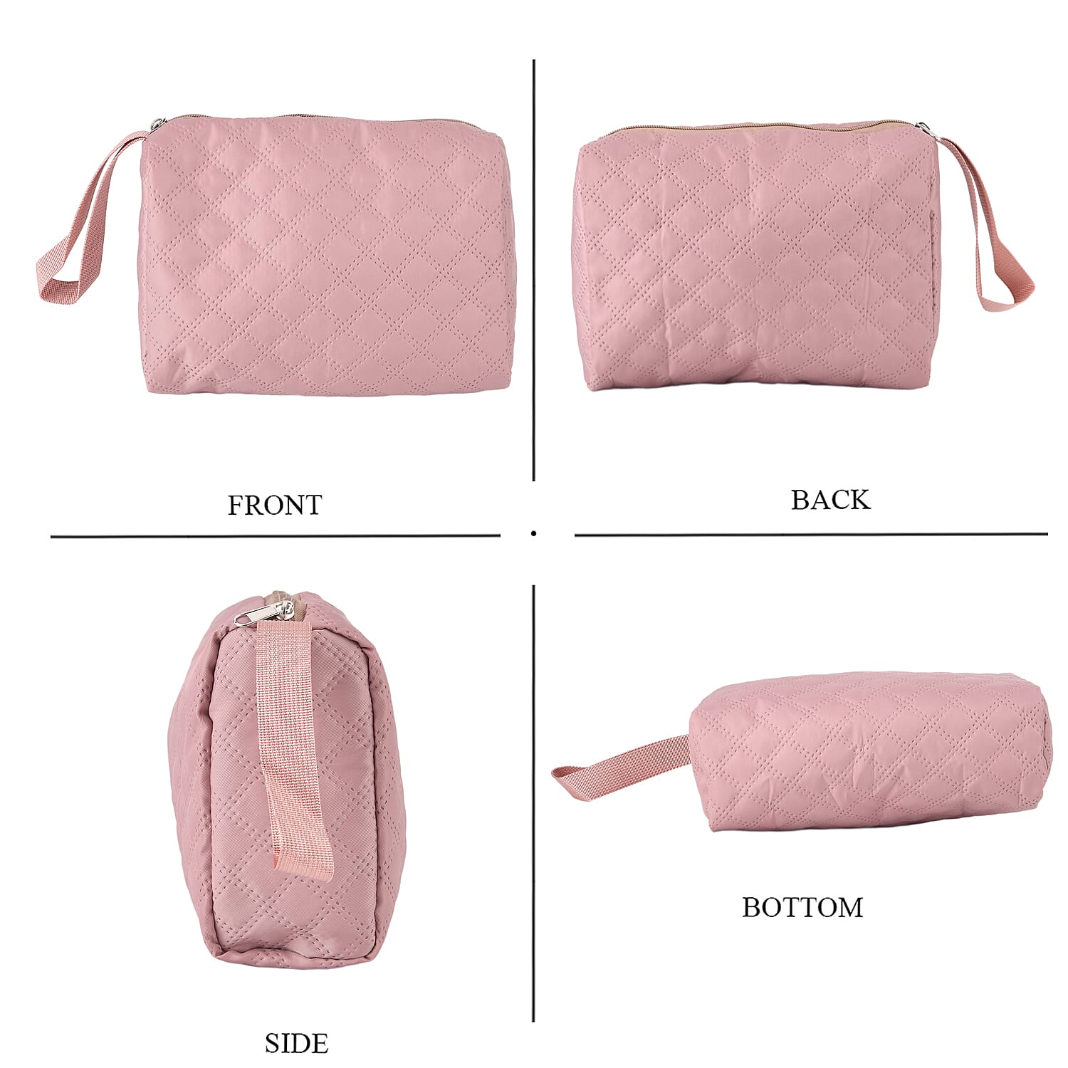 3-Piece Quilted Travel Bag Set - Pink