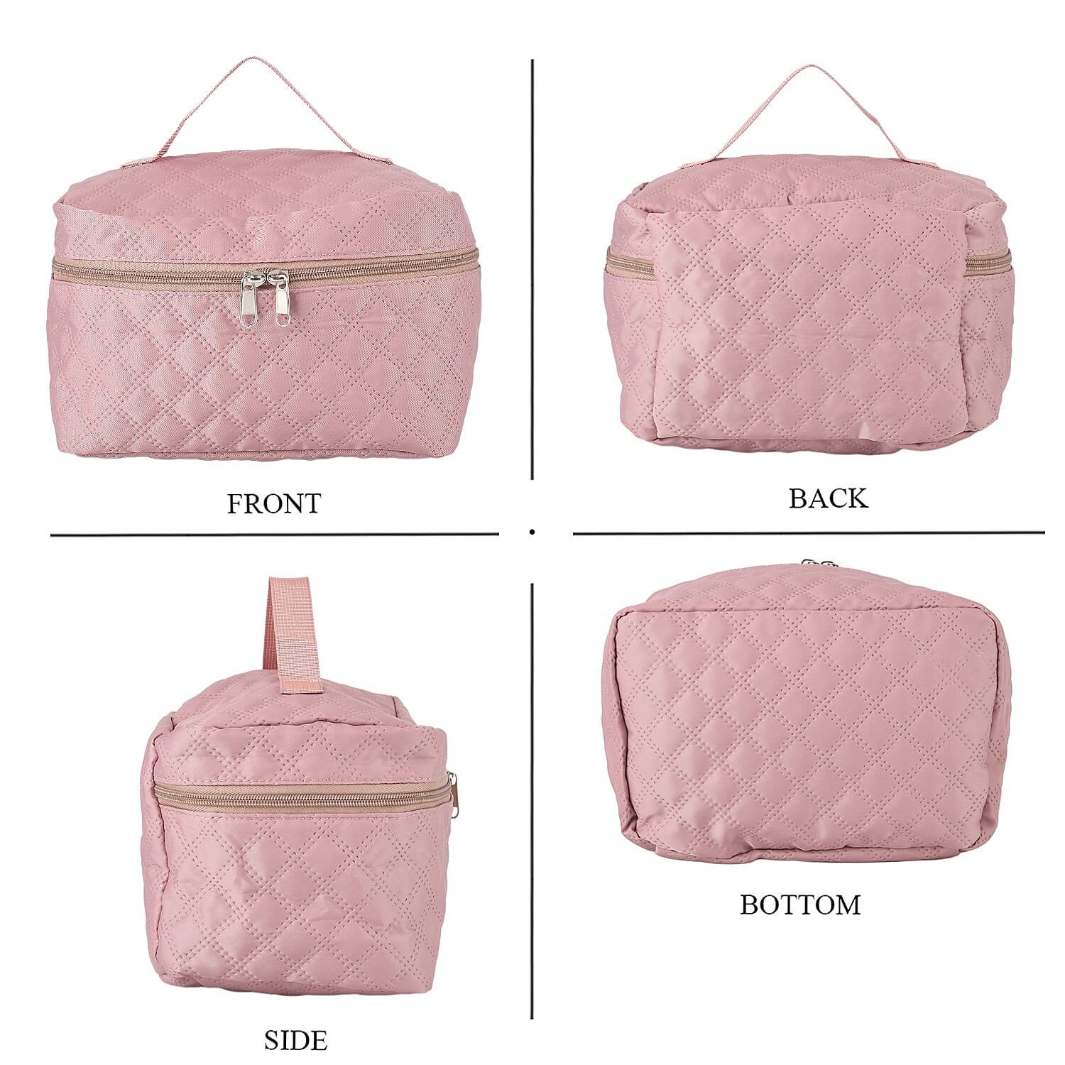 3-Piece Quilted Travel Bag Set - Pink