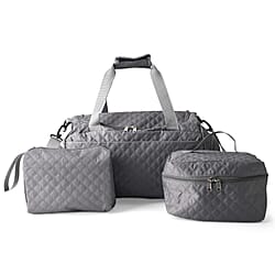 3-Piece Quilted Travel Bag Set - Pink