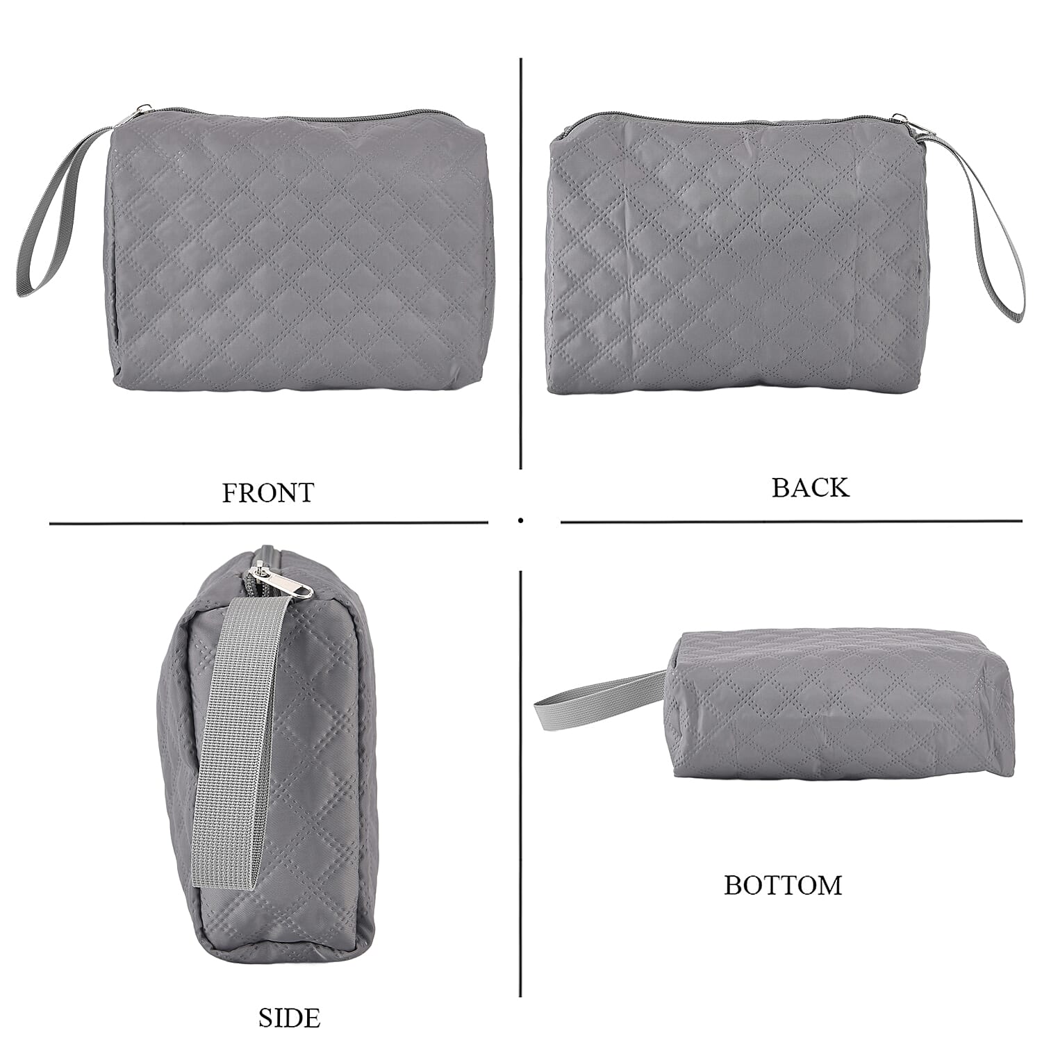 3-Piece Quilted Travel Bag Set - Grey