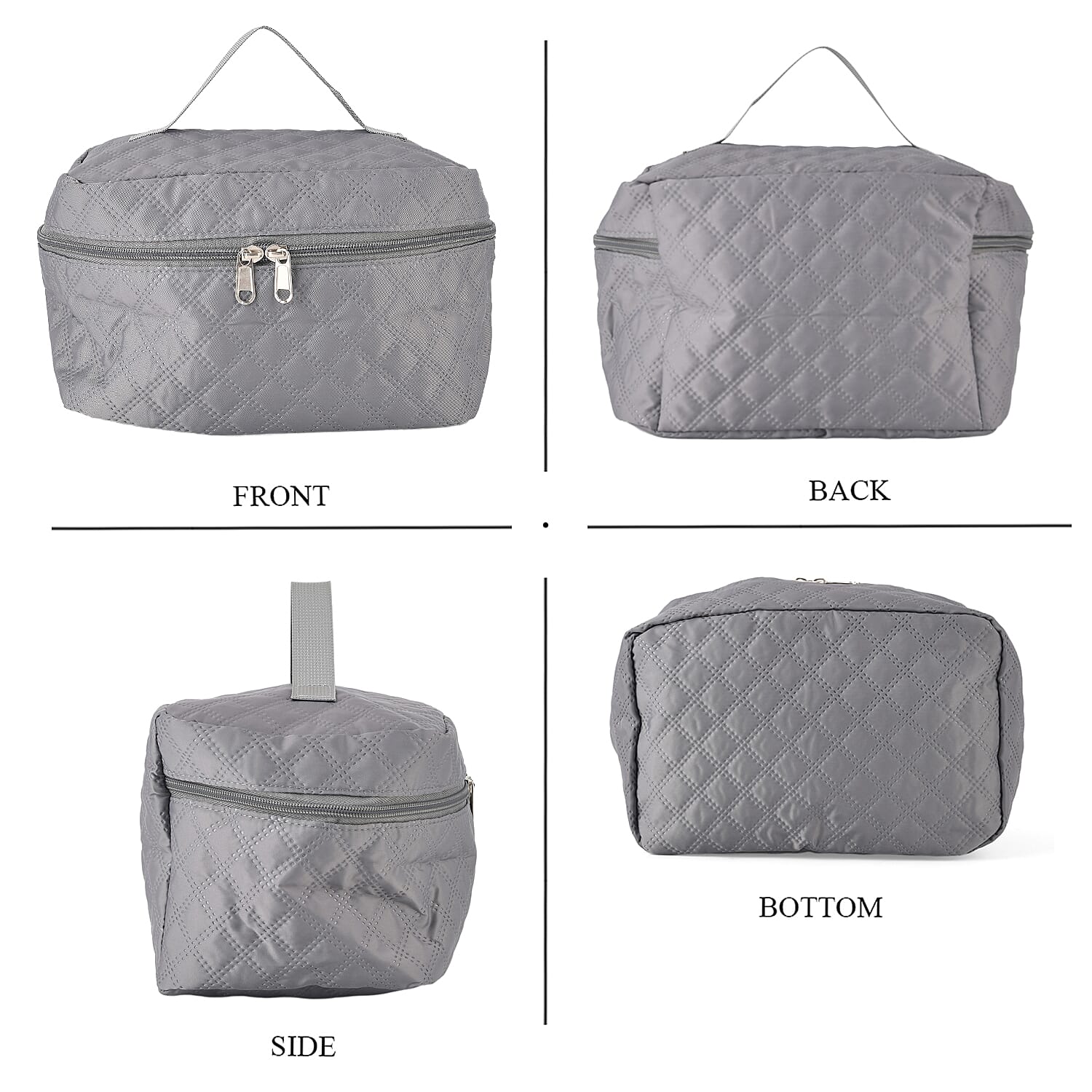 3-Piece Quilted Travel Bag Set - Grey