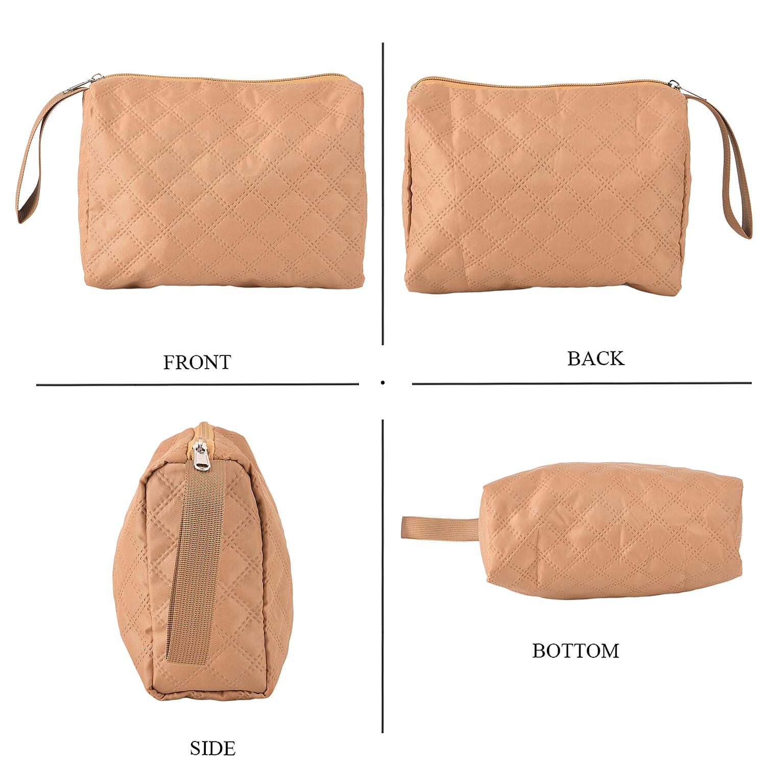 3-Piece Quilted Travel Bag Set - Brown