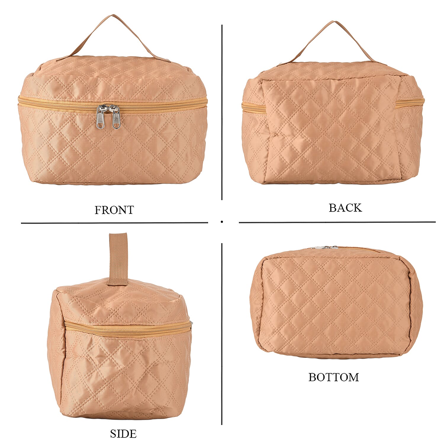 3-Piece Quilted Travel Bag Set - Brown