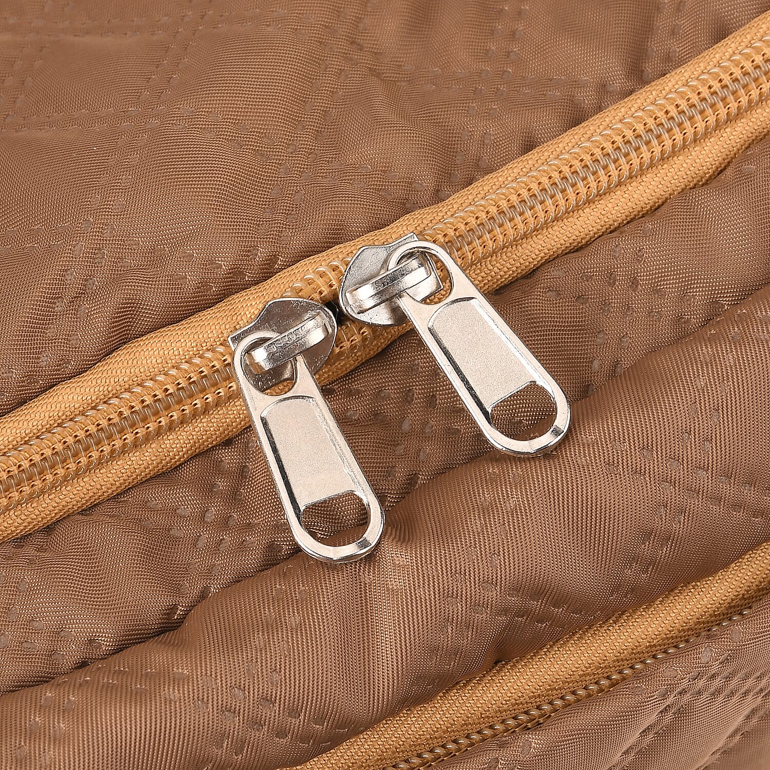 3-Piece Quilted Travel Bag Set - Brown