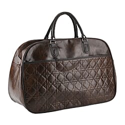 Quilted Weekender Travel Style Duffle Bag with Shoulder Strap - Burgundy