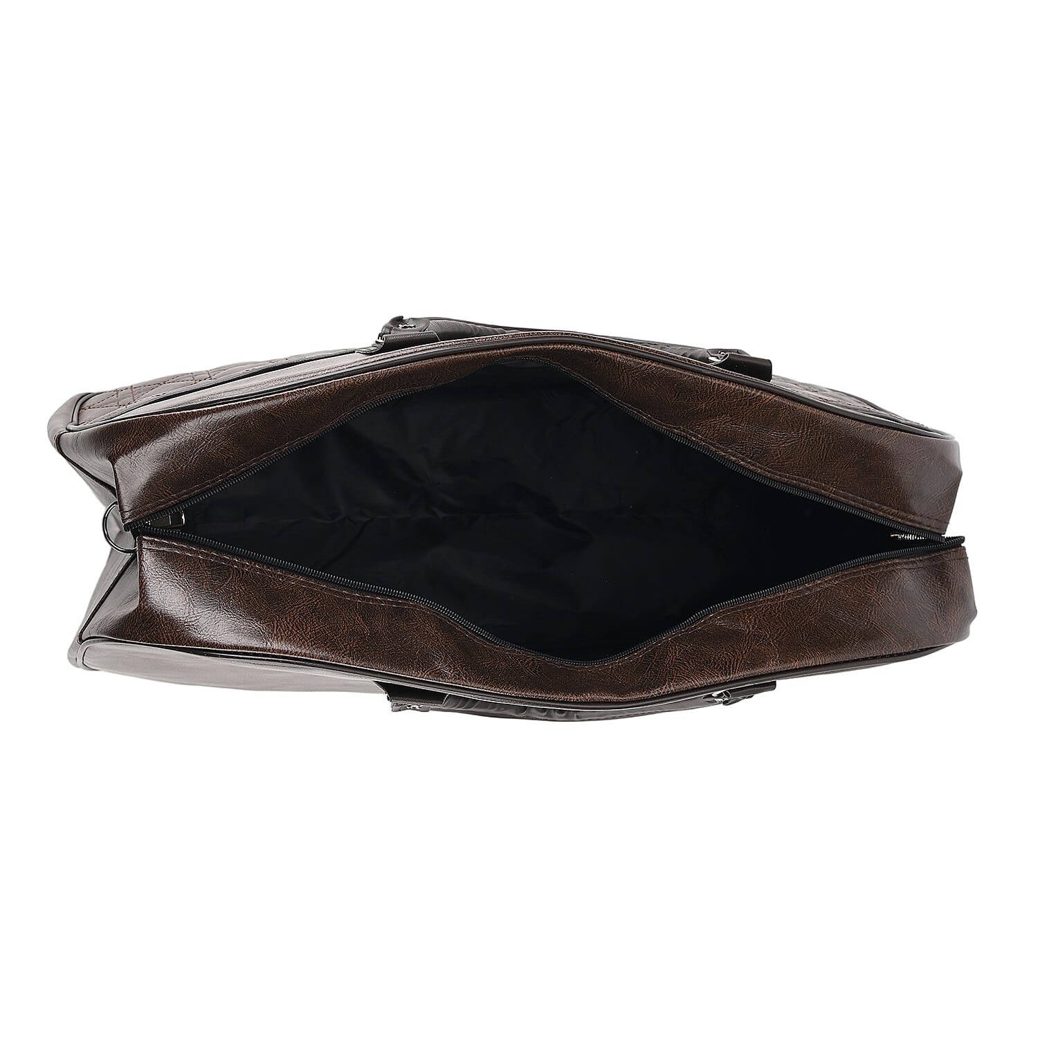 Quilted Weekender Travel Style Duffle Bag with Shoulder Strap - Dark Coffee