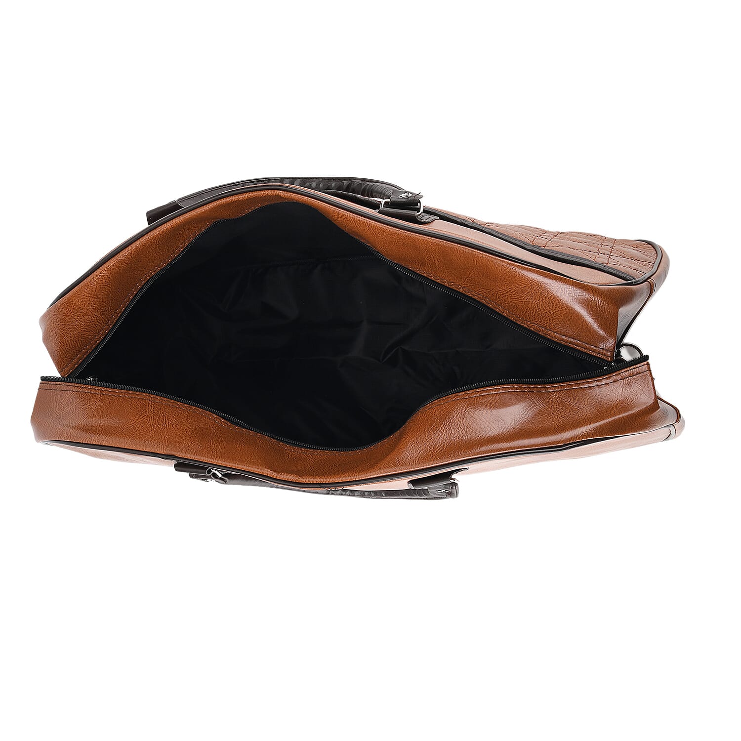 Quilted Weekender Travel Style Duffle Bag with Shoulder Strap - Brown