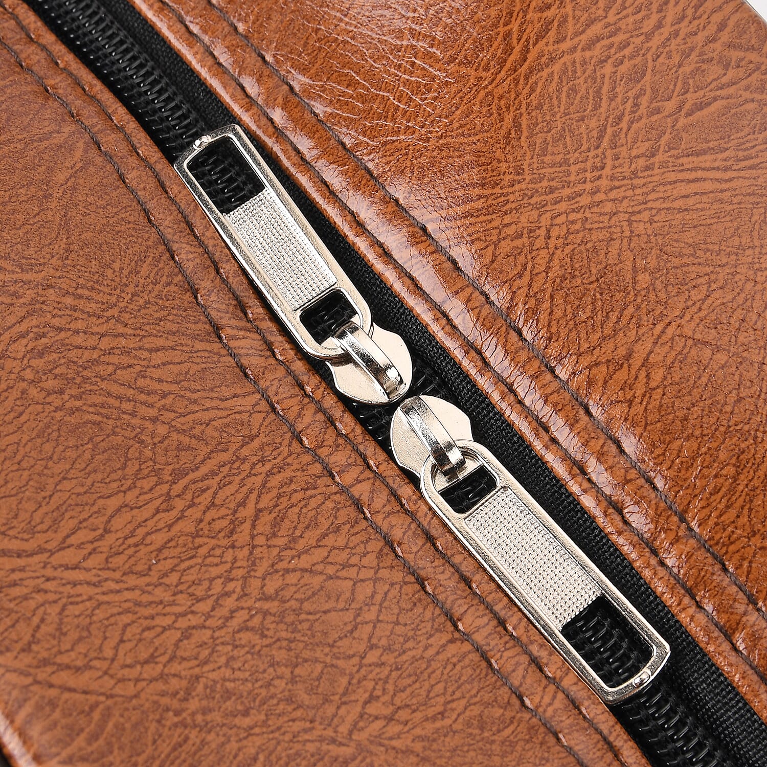 Quilted Weekender Travel Style Duffle Bag with Shoulder Strap - Brown