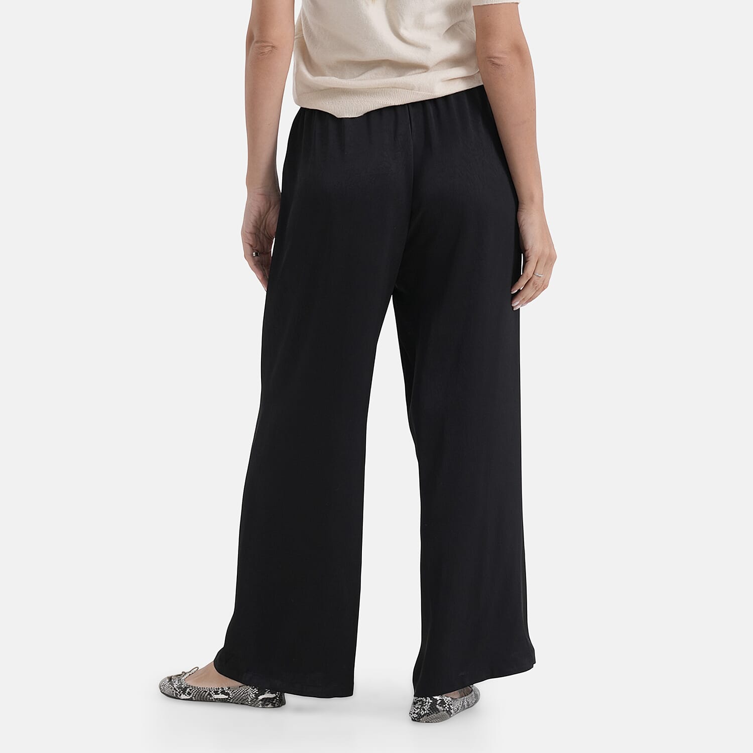La Marey Silk Feeling Wide Leg Trousers (Size - S-M) - Black