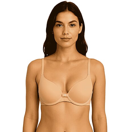 Loving Moments Lightly Padded Seamless Underwire T-Shirt Bra with Adjustable straps (Size 34D) - Camel