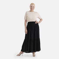La Marey Elastic Waist Maxi Skirt (One Size) - Black