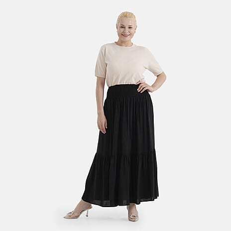 La Marey Elastic Waist Maxi Skirt (One Size) - Black