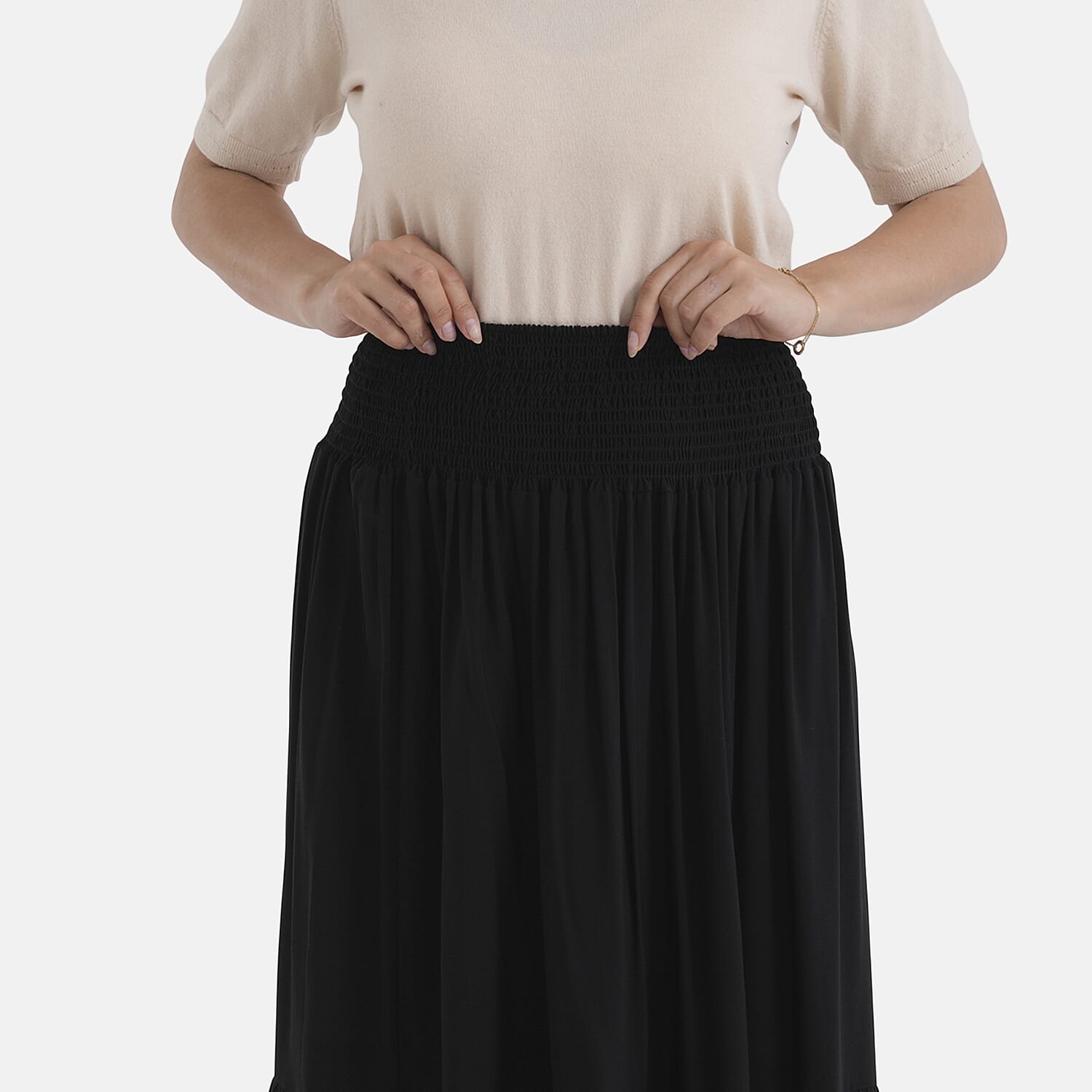 La Marey Elastic Waist Maxi Skirt (One Size) - Black