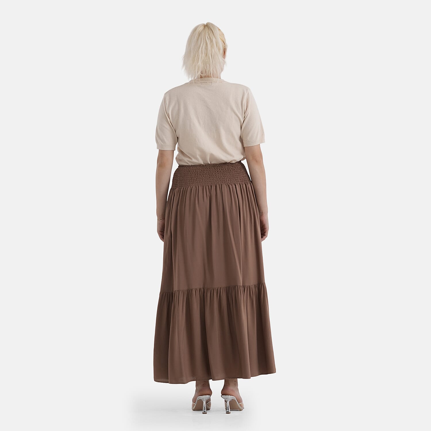 La Marey Elastic Waist Maxi Skirt (One Size) - Brown
