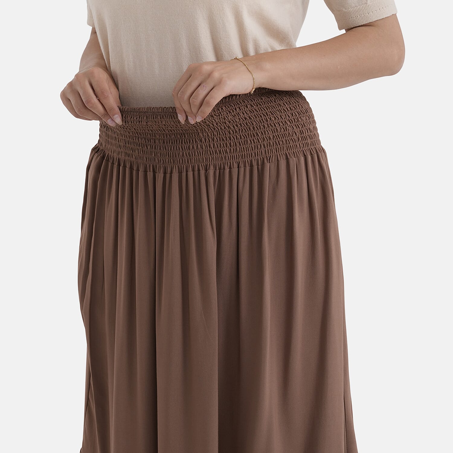 La Marey Elastic Waist Maxi Skirt (One Size) - Brown