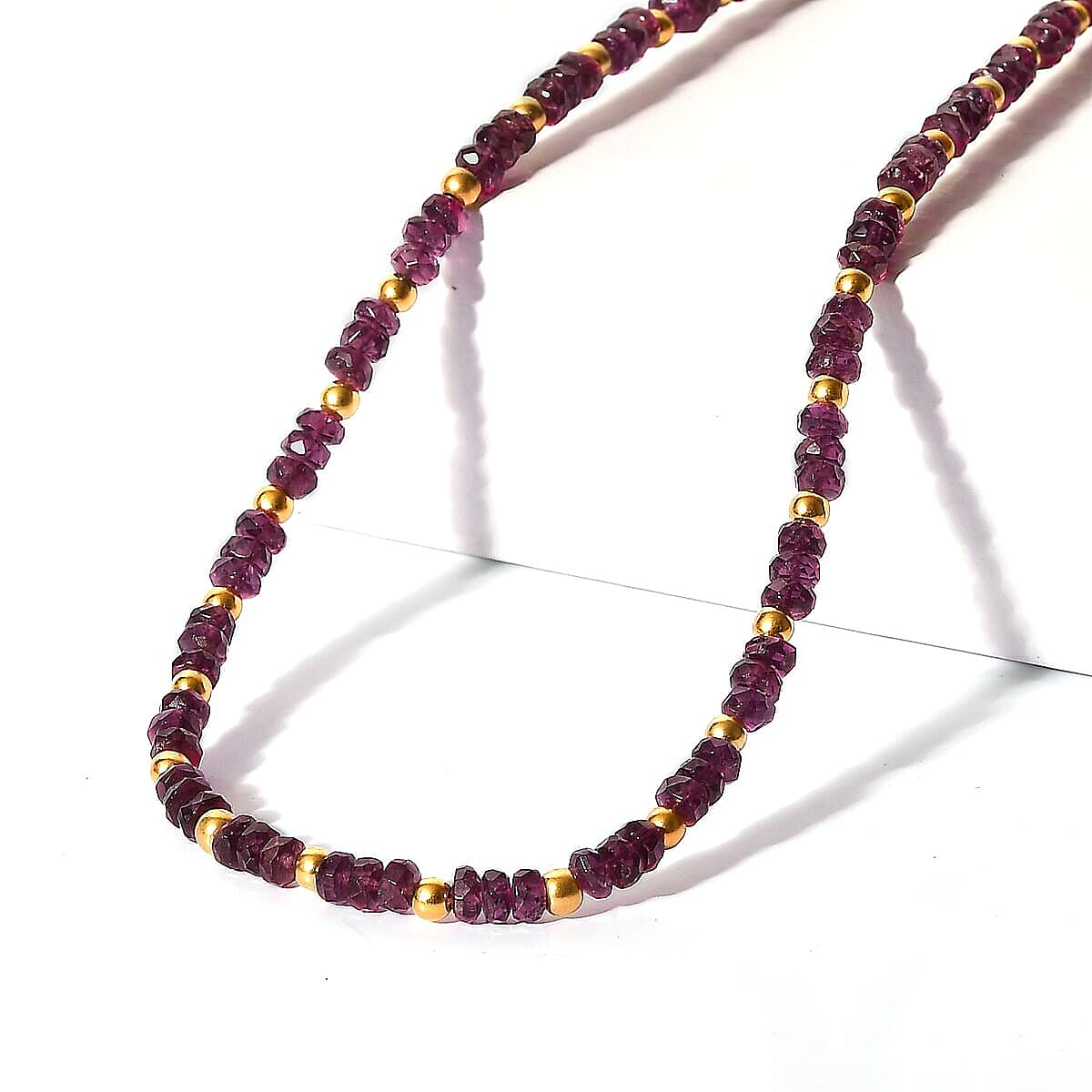 D'Joy Radiant Ember Garnet Necklace (Size - 18-2 EXT) in 18K Vermeil Yellow Gold Plated Sterling Silver 46.00 Ct, Silver Wt. 5.07 Gms