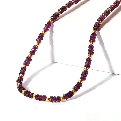 D'Joy Radiant Ember Garnet Necklace (Size - 18-2 EXT) in 18K Vermeil Yellow Gold Plated Sterling Silver 46.00 Ct, Silver Wt. 5.07 Gms