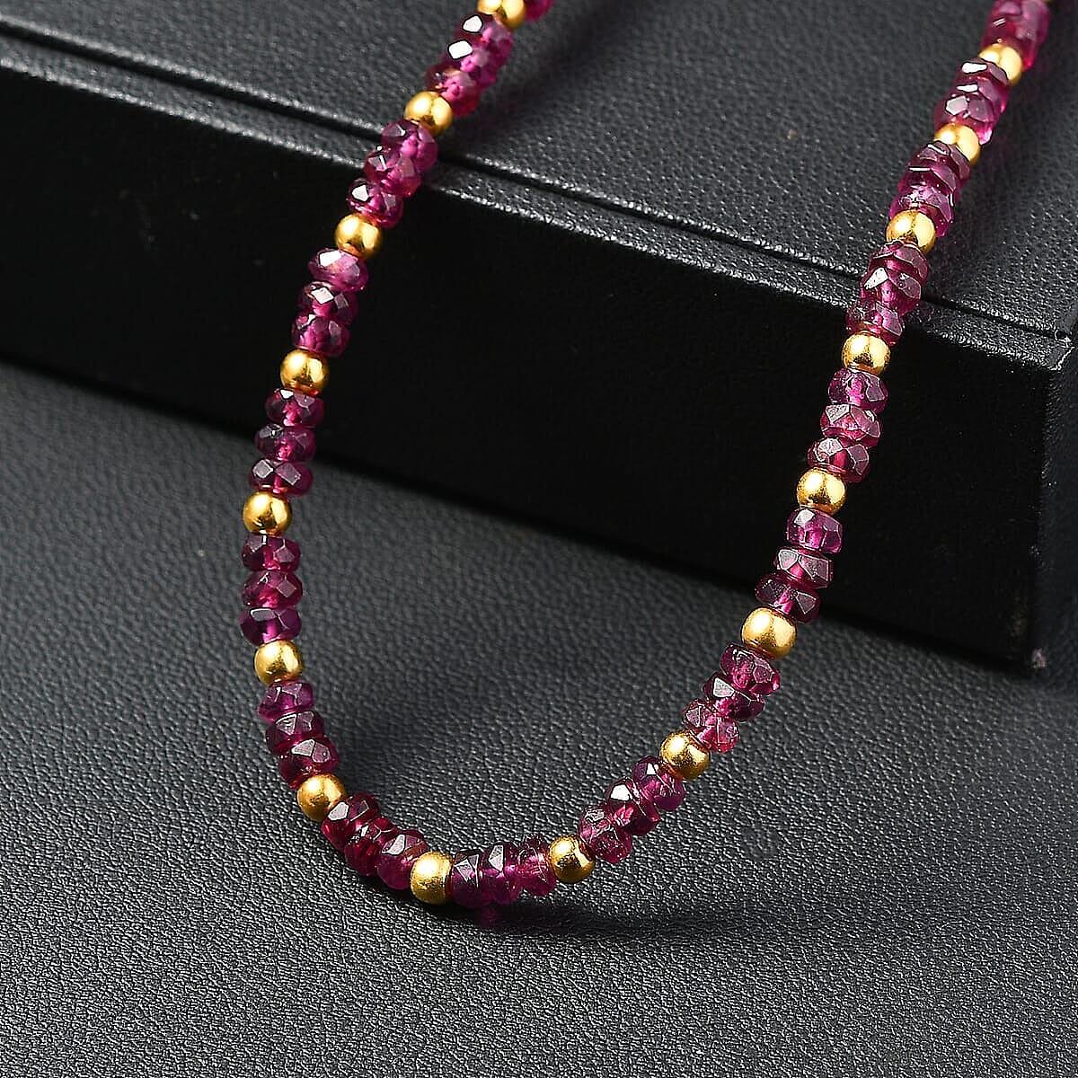 D'Joy Radiant Ember Garnet Necklace (Size - 18-2 EXT) in 18K Vermeil Yellow Gold Plated Sterling Silver 46.00 Ct, Silver Wt. 5.07 Gms