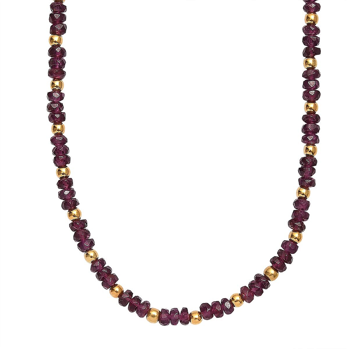 D'Joy Radiant Ember Garnet Necklace (Size - 18-2 EXT) in 18K Vermeil Yellow Gold Plated Sterling Silver 46.00 Ct, Silver Wt. 5.07 Gms