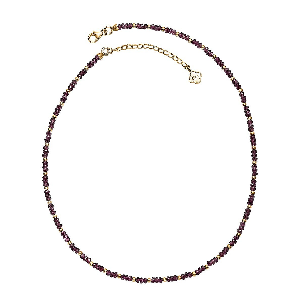D'Joy Radiant Ember Garnet Necklace (Size - 18-2 EXT) in 18K Vermeil Yellow Gold Plated Sterling Silver 46.00 Ct, Silver Wt. 5.07 Gms