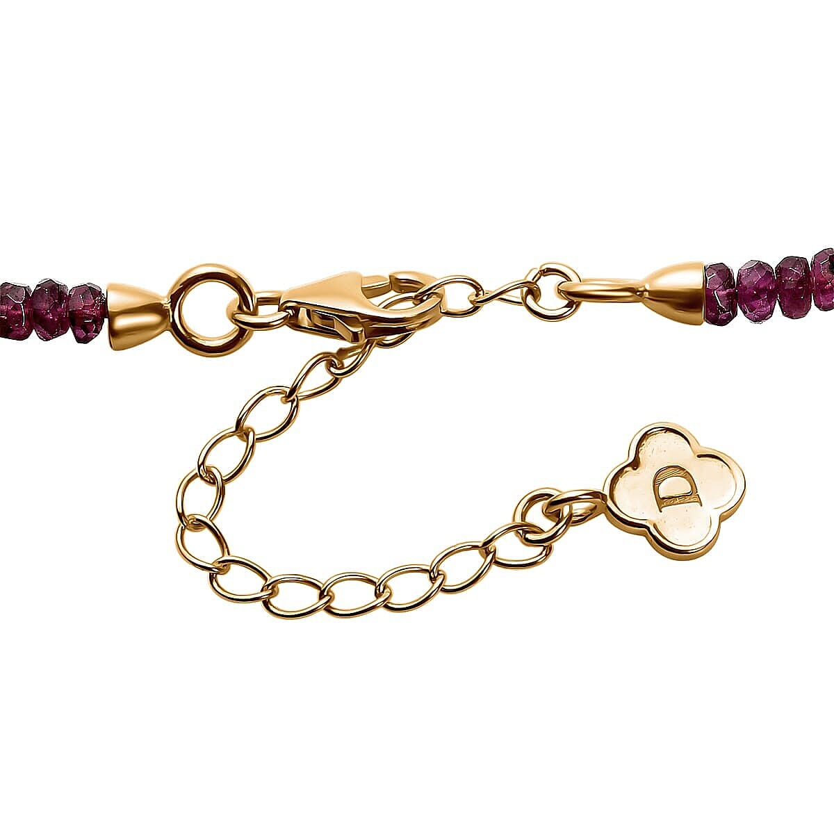 D'Joy Radiant Ember Garnet Necklace (Size - 18-2 EXT) in 18K Vermeil Yellow Gold Plated Sterling Silver 46.00 Ct, Silver Wt. 5.07 Gms