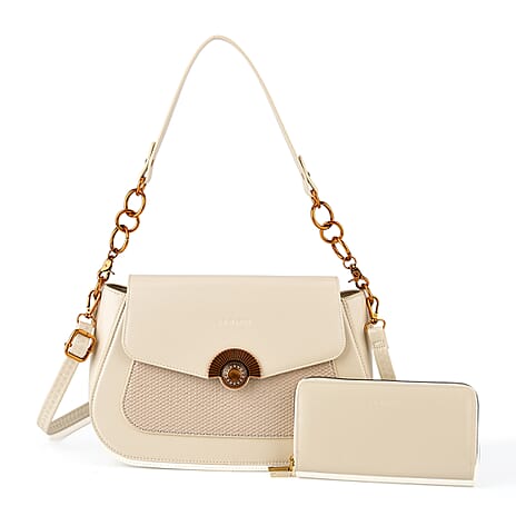 LA MAREY 2-Piece Sling Crossbody Bag & Matching Wallet Combo - Off White