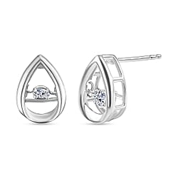 LUXURIANT Lab Grown Diamond TearDrop Solitaire Earring in Rhodium Overlay Sterling Silver 0.21 Ct.