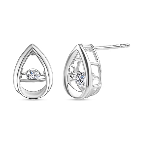 Luxuriant SI-G-H Lab Grown Diamond Push Back Earring in Rhodium Overlay Sterling Silver