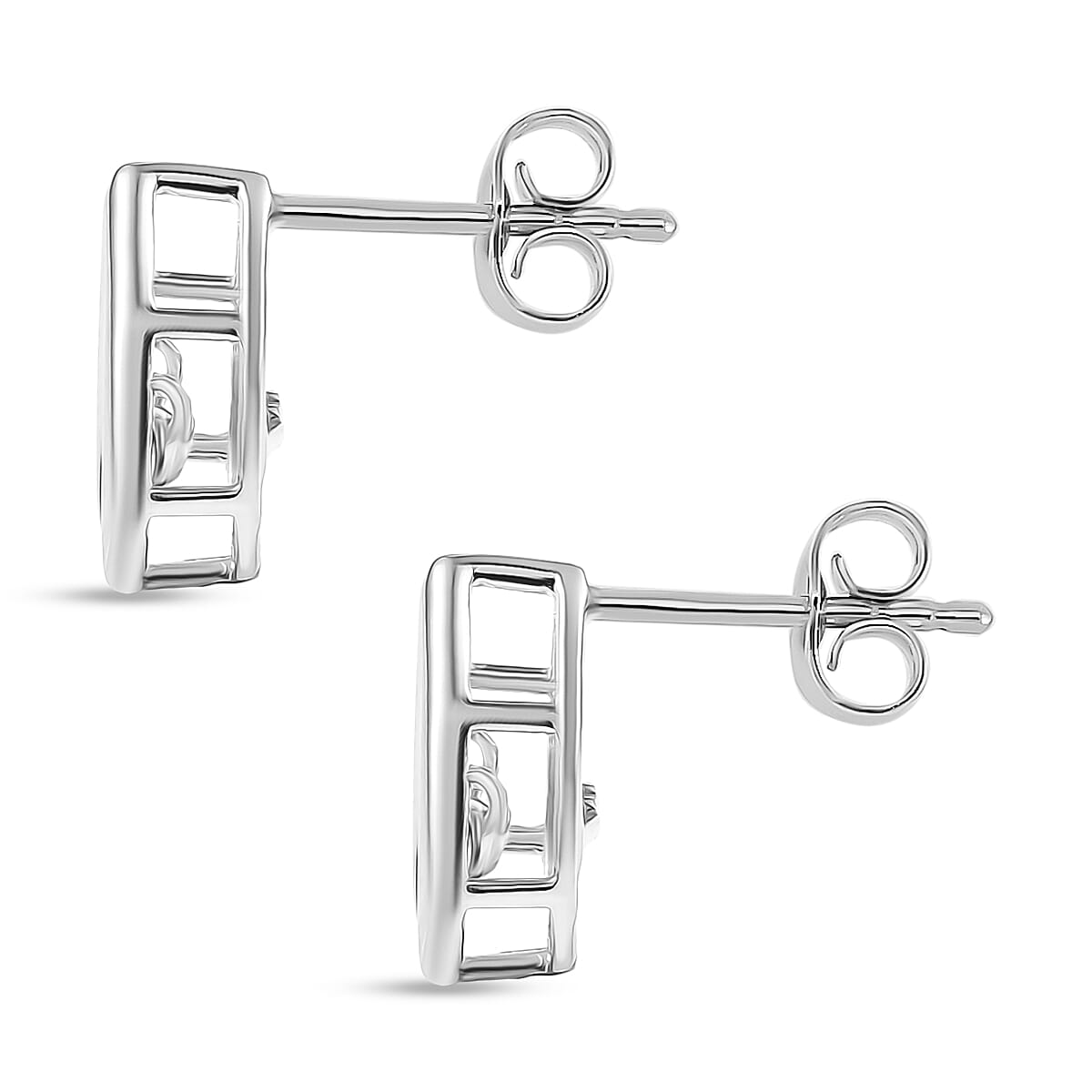 Luxuriant SI-G-H Lab Grown Diamond Push Back Earring in Rhodium Overlay Sterling Silver