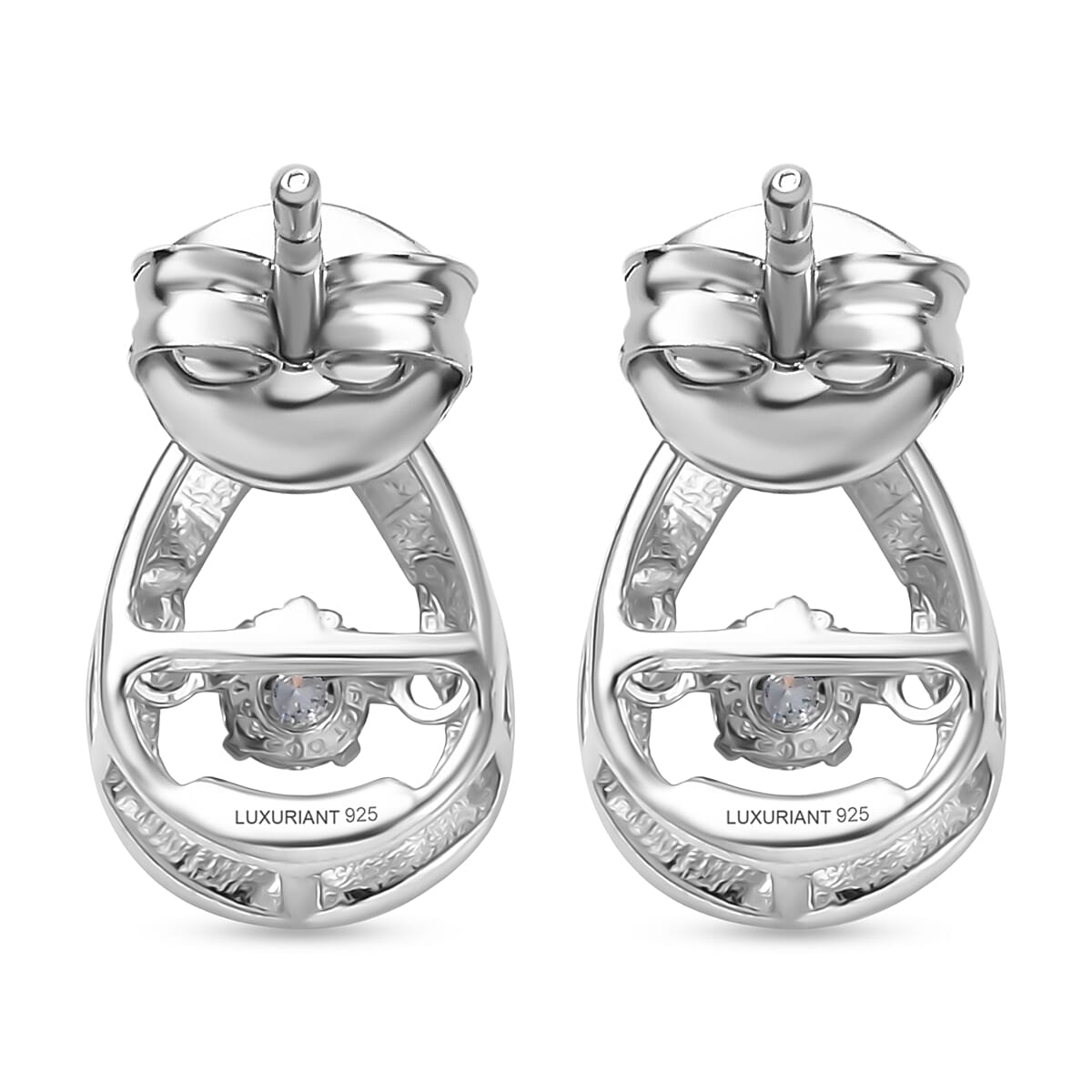 Luxuriant SI-G-H Lab Grown Diamond Push Back Earring in Rhodium Overlay Sterling Silver